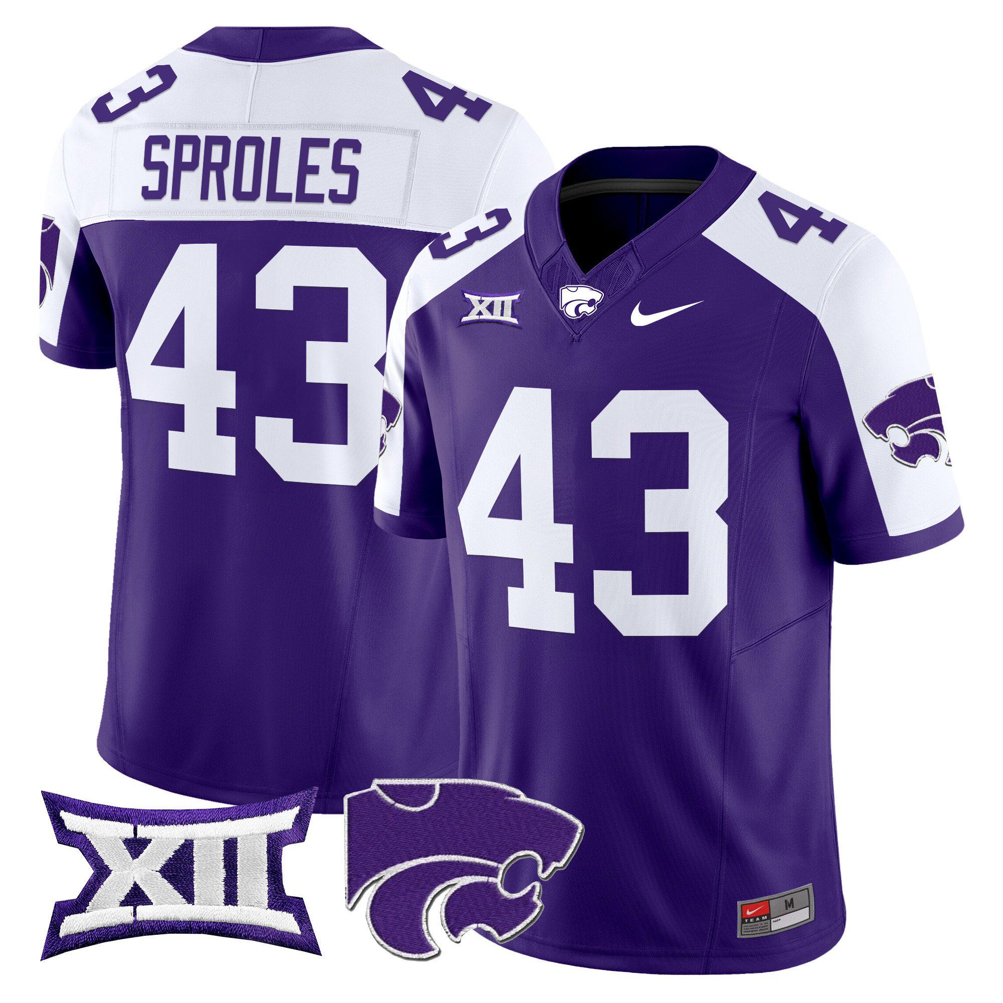 Men Kansas State Wildcats #43 Sproles Purple Nike 2024 Vapor Limited NCAA Jersey